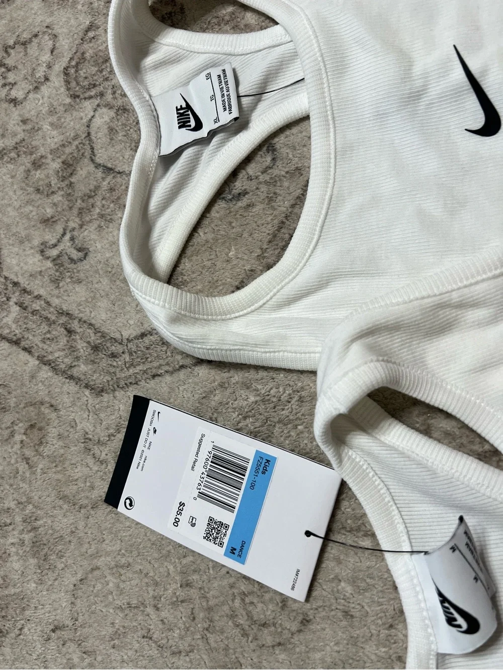 Nike Sportswear White Girls' Ribbed Tank Top